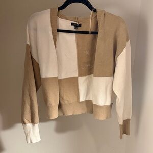 Love Tree Beige and White Block Sweater